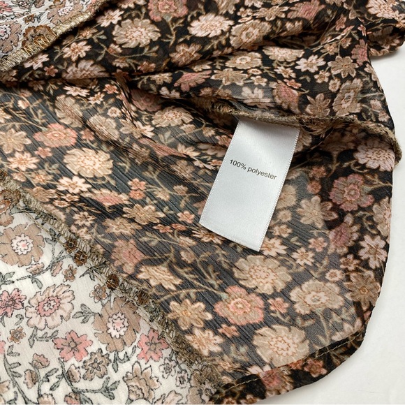 Maurice’s Vintage Boho Style Sheer Floral Blouse 3/4 Bell Sleeve Elastic Waist M - Picture 8 of 11